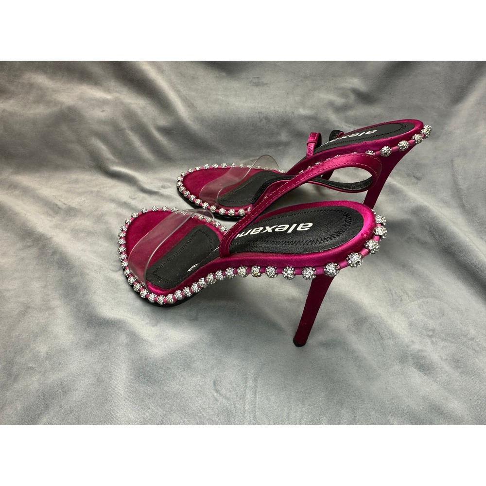 Alexander Wang Nova PVC Slingback Heels Fuchsia Satin Crystal Trim EU 36 - Picture 12 of 16